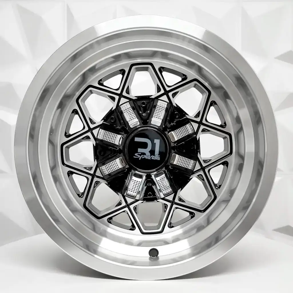 RIN 14X8 6-139.7 R1 SPORT JCW266 BLACK MACHINE FACE MACHINE LIP ET-13 CB110