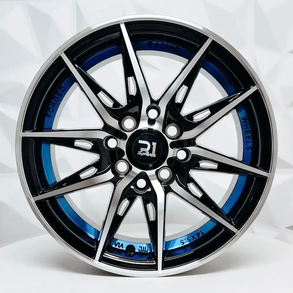 RIN 14X5.5 4-100/114.3 R1 SPORT 5442 BLACK MACHINE FACE BLUE LINE ET25 CB73.1