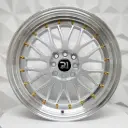 RIN 17X8.5 4-100/114.3 R1 SPORT 7236F BB SILVER MI GOLD RIVETS ET30 CB73.1