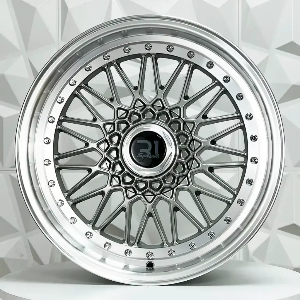 RIN 18X8 5-100/112 R1 SPORT 1006 GUNMETAL MACHINE LIP CHROME RIVETS ET33 CB73.1